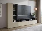 Meubella | Wandmeubel beige antraciet TV-Meubel 270cm, Huis en Inrichting, Kasten | Wandmeubels, Verzenden, Nieuw, 25 tot 50 cm