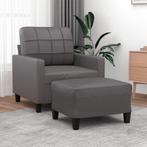 vidaXL Fauteuil met voetenbank 60 cm kunstleer grijs, Eenpersoons, Verzenden, Nieuw, Leer