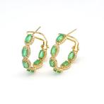 Hoepel oorbellen - 14 karaat Geel goud - 2.96ct. tw. Smaragd