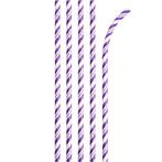 Paarse Rietjes Gestreept 24st, Hobby en Vrije tijd, Feestartikelen, Verzenden, Nieuw