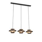 Oosterse hanglamp bamboe met zwart langwerpig 3-lichts -, Huis en Inrichting, Lampen | Hanglampen, Nieuw, Oosters, 75 cm of meer