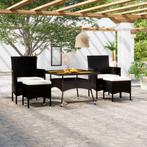 vidaXL 5-delige Tuinset poly rattan en massief acaciahout, Tuin en Terras, Tuinsets en Loungesets, Verzenden, Nieuw, Rotan, Tuinset