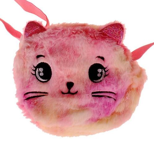 Tasje Meisjes Pluche - Poezenhoofd Fluffy - Glitter Oortjes, Sieraden, Tassen en Uiterlijk, Tassen | Schoudertassen, Nieuw, Ophalen of Verzenden