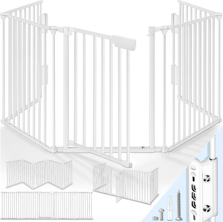 Veiligheidshek - Haardscherm - Hondenhek - 360 cm - Wit - KI, Tuin en Terras, Tuinpoorten, Zo goed als nieuw, Verzenden