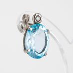 Oorbellen - 18 karaat Witgoud Topaas - Diamant, Nieuw