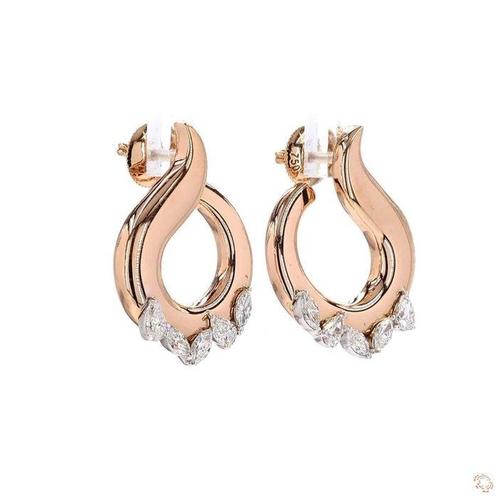 Oorbellen - 14 karaat Roségoud - 1.18ct. tw. Diamant, Sieraden, Tassen en Uiterlijk, Oorbellen