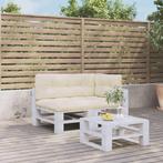 vidaXL Palletkussens 3 st stof crèmekleurig, Huis en Inrichting, Woonaccessoires | Kussens, Verzenden, Nieuw