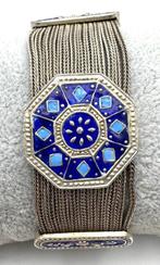 Armband versierd met blauw email - Zilver - Turkije - 20e, Antiek en Kunst