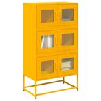 vidaXL buffetkast 68x39x123 cm staal mosterdgeel, Huis en Inrichting, Kasten | Buffetkasten, Verzenden, Nieuw, Metaal