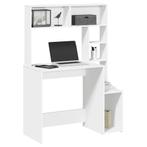 vidaXL Bureau met schappen 100x45x140 cm bewerkt hout wit, Verzenden, Nieuw