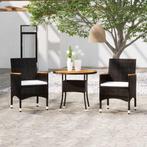 vidaXL 3-delige Tuinset poly rattan zwart, Verzenden, Nieuw, Rotan, Tuinset
