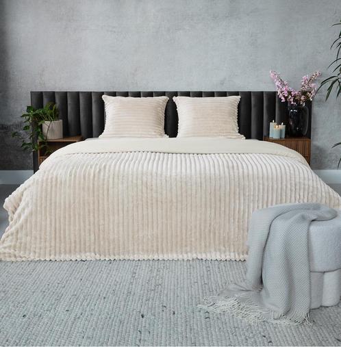 Teddy ribbed dekbedovertrek - crème-wit - 200 x 200/220 cm |, Huis en Inrichting, Slaapkamer | Beddengoed, Nieuw, Verzenden