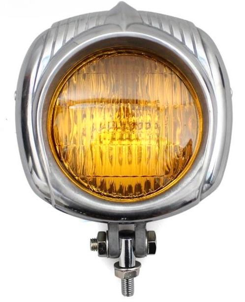 Koplamp | Vintage | Aluminium| Geel| 60s Style, Motoren, Onderdelen | Merk-onafhankelijk, Nieuw, Verzenden