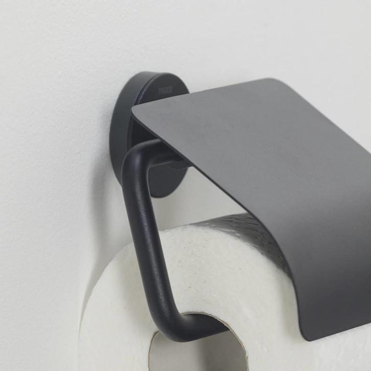 Toiletrolhouder Tiger Urban Met Klep Mat Zwart, Doe-het-zelf en Verbouw, Sanitair, Ophalen of Verzenden