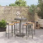 vidaXL 5-delige Tuinbarset poly rattan en massief acaciahout, Tuin en Terras, Verzenden, Nieuw, Rotan, 4 zitplaatsen