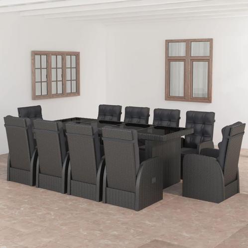 vidaXL 11-delige Tuinset met kussens poly rattan zwart, Tuin en Terras, Tuinsets en Loungesets, Tuinset, Nieuw, Meer dan 8 zitplaatsen