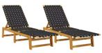 2 Comfortabele Stoffen Loungestoelen Hout Verstelbaar, Tuin en Terras, Verzenden, Nieuw