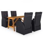 vidaXL 5-delige Tuinset zwart, Tuin en Terras, 4 zitplaatsen, Nieuw, Tuinset, Verzenden