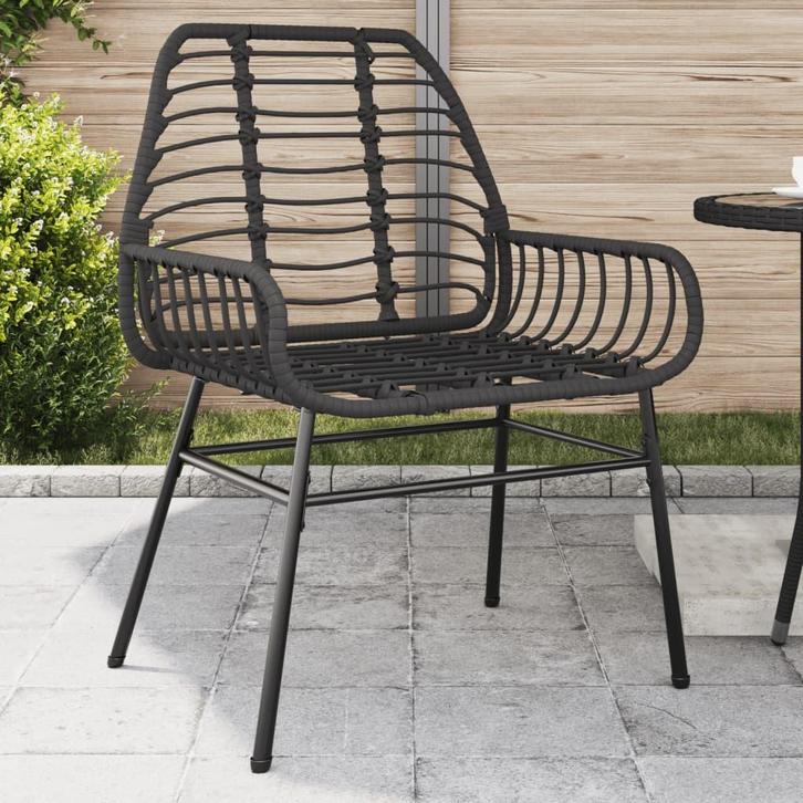 vidaXL Tuinstoelen 2 st poly rattan zwart, Tuin en Terras, Tuinstoelen, Nieuw, Rotan, Verzenden