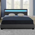 Bed Parijs met LED-verlichting bedbodem 140x200 donkergrijs