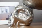 Design fruitschaal SKULL 35cm zilveren aluminium, Nieuw, Ophalen of Verzenden