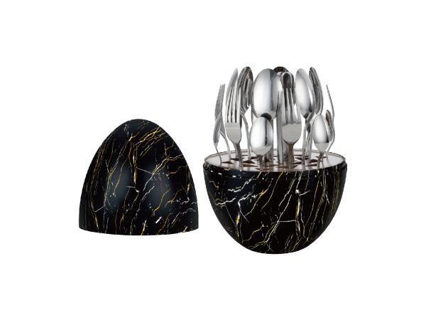 Veiling - Luxe 24-delig Bestekset in Eivorm– 6 persoons -, Huis en Inrichting, Keuken | Bestek, Nieuw