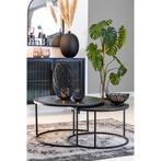 Talca salontafel set van 2 Ø67,5x39,5+Ø75x45 cm - zwart -, Ophalen of Verzenden, Nieuw, Zwart