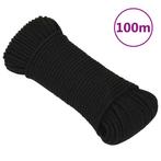 vidaXL Werktouw 4 mm 100 m polyester zwart, Verzenden, Nieuw