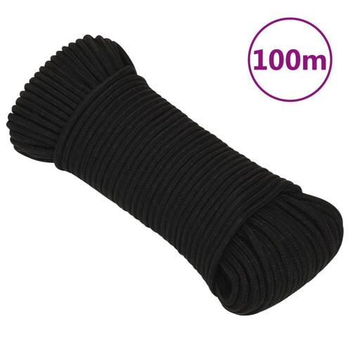 vidaXL Werktouw 4 mm 100 m polyester zwart, Doe-het-zelf en Verbouw, IJzerwaren en Bevestigingsmiddelen, Nieuw, Verzenden