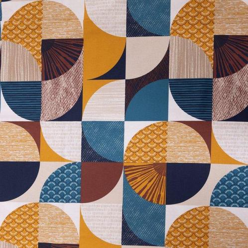 Vintage geometrisch Panama-stoff - Textiel - 250 cm - 280 cm, Antiek en Kunst, Antiek | Kleden en Textiel