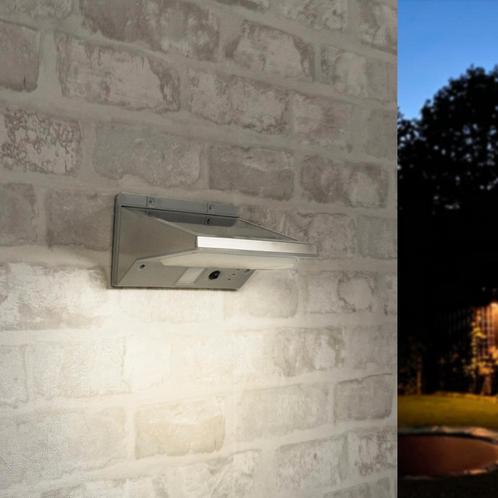 Solar wandlamp Stuttgart met 21 leds en bewegingsmelder RVS, Tuin en Terras, Buitenverlichting, Bewegingssensor, Led, Zonne-energie