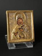 Icoon - Moeder Gods van Vladimir - Hout, Messing