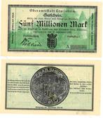 Duitsland 5 Millionen Mark Crailsheim 1923 Notgeld selten, Verzenden