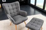 Moderne fauteuil SCANDINAVIA grijze structuurstof massief, Huis en Inrichting, Fauteuils, Ophalen of Verzenden, Nieuw