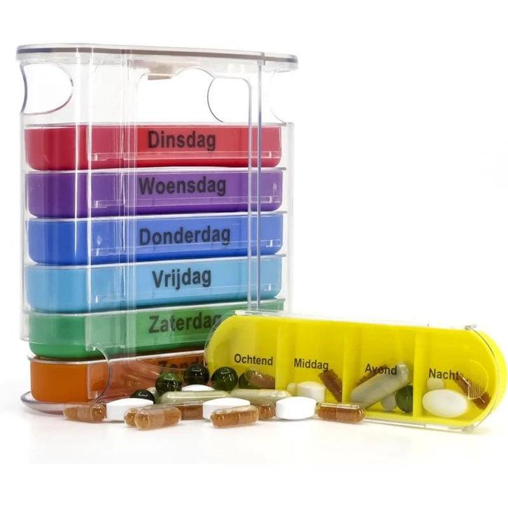 Pillendoosje 7 daags / 4 vakjes per dag - MULTICOLOR, Diversen, Verpleegmiddelen, Ophalen of Verzenden