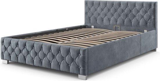2dekans | Juskys Bedframe 2-Persoons - 180 x 200 cm - Max., Huis en Inrichting, Slaapkamer | Beddengoed, Grijs, Zo goed als nieuw