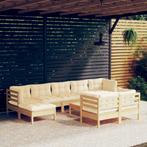 vidaXL 10-delige Loungeset met crèmekleurige kussens massief, Verzenden, Nieuw, Loungeset