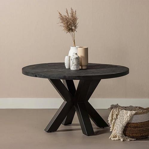 Mangohouten Eettafel Rond Tara 120 cm Zwart (5cm), Huis en Inrichting, Tafels | Eettafels, Nieuw, Overige houtsoorten, Rond, Verzenden