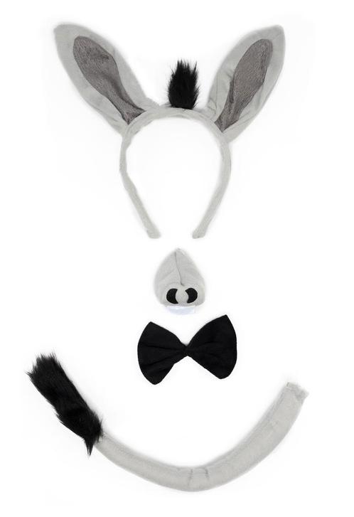 Ezel Haarband Oren Strik Neus Staart Diadeem Set Grijs Zwart, Kleding | Dames, Carnavalskleding en Feestkleding, Accessoires, Nieuw