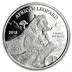 Ghana African Leopard 1 oz 2018 (8.500 oplage), Postzegels en Munten, Munten | Afrika, Verzenden, Overige landen, Losse munt, Zilver
