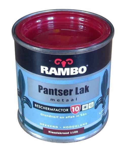 Rambo Pantserlak Klassiek Rood 250 ml voor Metaal, Doe-het-zelf en Verbouw, Verf, Beits en Lak, Lak, Rood, Nieuw, Minder dan 5 liter