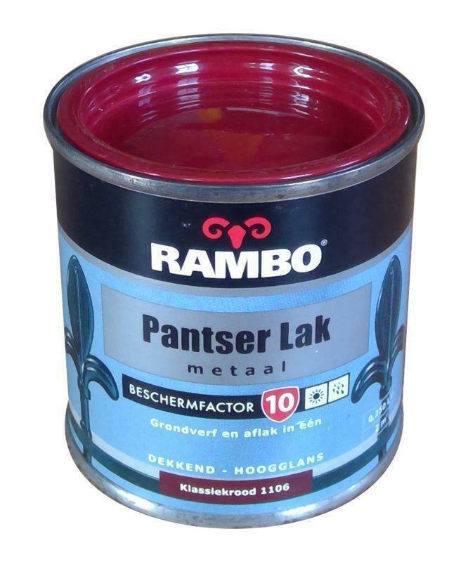 Rambo Pantserlak Klassiek Rood 250 ml voor Metaal, Doe-het-zelf en Verbouw, Verf, Beits en Lak, Lak, Rood, Nieuw, Minder dan 5 liter
