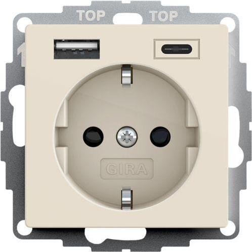 GIRA Systeem 55 Wandcontactdoos kinderveilig met USB A en, Doe-het-zelf en Verbouw, Elektra en Kabels, Nieuw, Ophalen of Verzenden