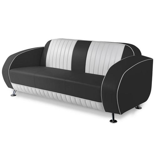 Bel Air Retro Waverly Tweezitter Sofa SF02CBG63 Zwart/Wit, Huis en Inrichting, Banken | Bankstellen, Ophalen
