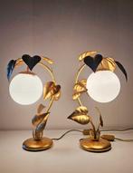 Bureaulamp (2) - goudgeplateerde tafellamp met opalglas -, Huis en Inrichting, Nieuw