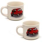 Espresso Koffiekopjes -Fiat 500 - Auto & Logo - Set 2 stuks, Huis en Inrichting, Ophalen of Verzenden, Nieuw