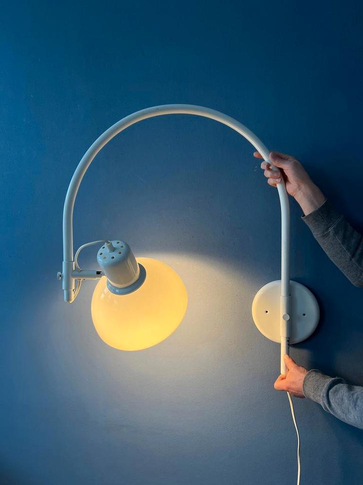 White Mid Century Herda Space Age Arc Wall Lamp, Huis en Inrichting, Lampen | Wandlampen, Nieuw, Ophalen of Verzenden