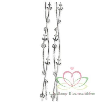 Strass-/parels-sticker-band 2 x ca. 30cm. zilverkleurige /, Huis en Inrichting, Woonaccessoires | Kunstplanten en Kunstbloemen