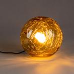 *WOONWINKEL* Dutchbone Lune Glazen Bol Tafellamp Amber 25 Cm, Nieuw, Verzenden