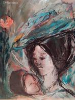 Jean Pierre Rousseau (1939) - Maternitè a pa rose, Antiek en Kunst, Kunst | Schilderijen | Klassiek